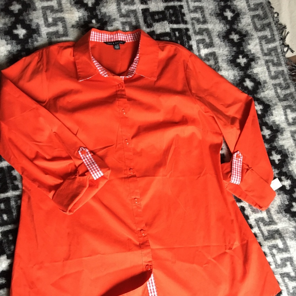 Zac & Rachel fun satsuma colour Size XL collared shirt - new!